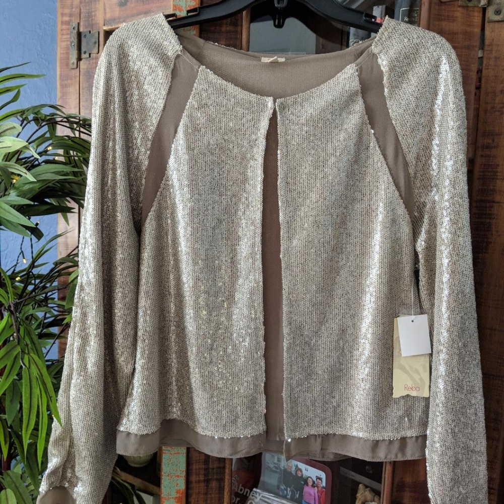 NEW Shimmery gold baseball jacket with tags